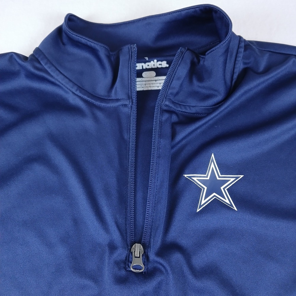 Fanatics Dallas Cowboys Mens Navy Blue Quarter Zip Pullover L NFL Football